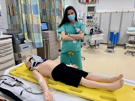 fellow with simulation dummy
